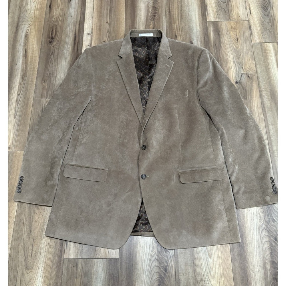 Chaps Tan Corduroy Blazer Sports Coat 48L‎ Paisley Lining Stretch Brown Big Tall